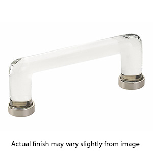 86725 US14 - Glass Crystal - 4"cc Cabinet Pull - Polished Nickel