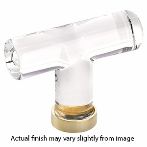 86723 US3 - Glass Crystal - 2-1/8" Cabinet T-Knob - Unlacquered Brass