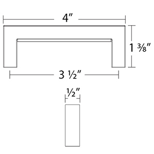 86704 - Modern Rectangular - Warwick 3.5"cc Pull - Flat Black