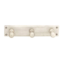 2307 - Sandcast Bronze - 3 Hooks w/Rectangular Plate - Tumbled White Bronze