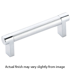 4" cc Select Knurled Cabinet Rectangular Pull - Polished Chrome
