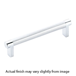 5" cc Select Knurled Cabinet Rectangular Pull - Polished Chrome