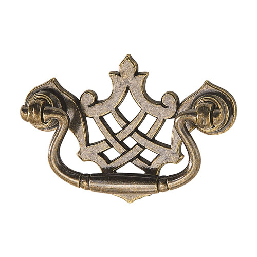 121 89 114 Chippendale Drop Pull W Backplate Antique Bronze