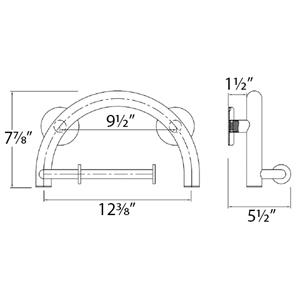 Semisphere Grab Bar w/ Toilet Roll Holder