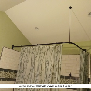 36" x 66" - Corner Shower Rod - Rectangular Flange