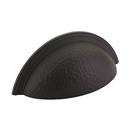 573 10B - Atherton - Hammered/ Plain Edge Cup Pull - Oil Rubbed Bronze