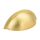 573 SB - Atherton - Hammered/ Plain Edge Cup Pull - Satin Brass