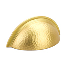 574 SB - Atherton - Hammered/ Knurled Edge Cup Pull - Satin Brass