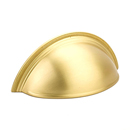 575 SB - Atherton - Plain Surface/ Knurled Edge Cup Pull - Satin Brass