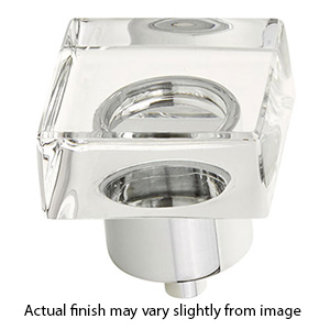 57 - City Lights - 1-3/8" Square Glass Knob - Polished Chrome