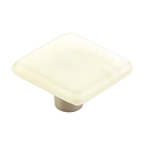 34-IVS - Ice Glass - 1.5" Square Knob - Ivory Silk