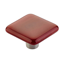 34-SCS - Ice Glass - 1.5" Square Knob - Scarlet Silk