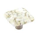 34-WLP - Ice Glass - 1.5" Square Knob - White Lace Pebbles