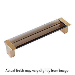 316-SSB-SM - Positano - 5 3/8" Cabinet Pull - Satin Brass/Smoke