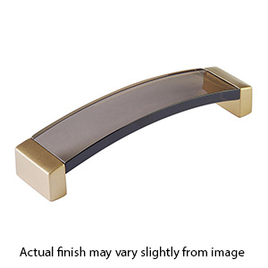 321-SSB-SM - Positano - 6 5/8" Arched Pull - Satin Brass/Smoke