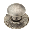 970-SA - Sunburst - 1.25" Cabinet Knob w/Back Plate - Silver Antique