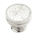Precious Inlays - 1 3/8" Cabinet Knob - White Mother-of-Pearl/ Polished Nickel