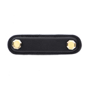 Archimedes - 3" Black Leather Octagon Pull - Polished Gold