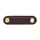 Archimedes - 3" Brown Leather Octagon Pull - Polished Gold