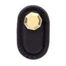 Archimedes - Black Leather Octagon Knob - Polished Gold