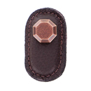 Archimedes - Brown Leather Octagon Knob - Antique Copper