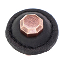 Archimedes - 1.25" Black Leather Octagon Knob - Antique Copper