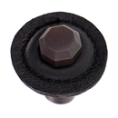 Archimedes - 1.25" Black Leather Octagon Knob - Oil Rubbed Bronze