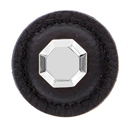Archimedes - 1.25" Black Leather Octagon Knob - Polished Nickel
