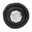 Archimedes - 1.25" Black Leather Octagon Knob - Satin Nickel