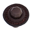 Archimedes - 1.25" Brown Leather Octagon Knob - Oil Rubbed Bronze