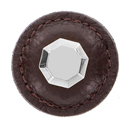 Archimedes - 1.25" Brown Leather Octagon Knob - Polished Nickel