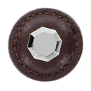 Archimedes - 1.25" Brown Leather Octagon Knob - Polished Silver