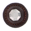 Archimedes - 1.25" Brown Leather Octagon Knob - Satin Nickel