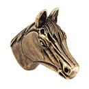 Equestre - Small Horse Knob - Antique Brass
