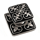 Fleur de Lis - Cabinet Knob w/Backplate - Antique Nickel