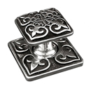 Fleur de Lis - Cabinet Knob w/Backplate - Antique Silver