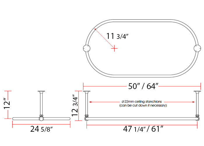 Oval Shower Rod Highest Quality Available