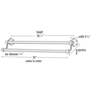 A7725-24 PB/NL - Nicole - 24" Double Towel Bar - Unlacquered Brass
