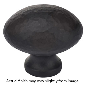 MK0118-032 BLK - 1-1/4" Hammered Oval Cabinet Knob - Flat Black