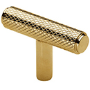 MT4415-045 ULB - 1-9/16" Basel Knurled T-Pull - Unlacquered Brass