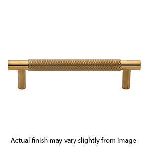 MT4461-102 ULB - 4"cc Bern Partial Knurled Cabinet Pull - Unlacquered Brass