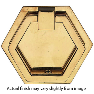 MT6347-051 ULB - Hex - 2-3/8" Open Drop Pull w/ Backplate - Unlacquered Brass
