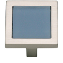 230 - Spa - 1-3/8" Cabinet Knob - Blue Glass w/Brushed Nickel