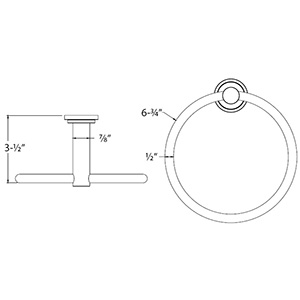 2282 - Modern Tubular - Towel Ring - Flat Black